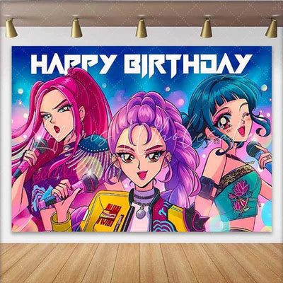 Kpop Demon Hunters Anime Girls Birthday Backdrop (x1u)