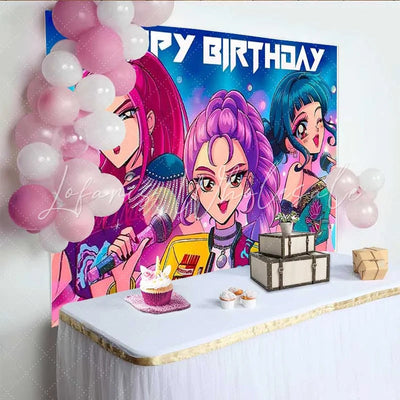 Kpop Demon Hunters Anime Girls Birthday Backdrop (x1u)