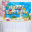 Tropical Hawaiian Birthday Backdrop Vibrant Beach Party (x1u)
