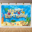 Tropical Hawaiian Birthday Backdrop Vibrant Beach Party (x1u)