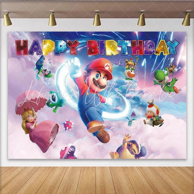 Backdrop Mario Bros Fun Video Game Party Decorations