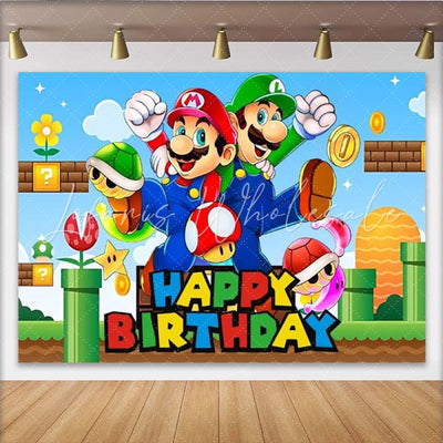 Super Mario Game Bros Happy Birthday Backdrop (x1u)