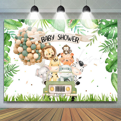 Lovely Safari Animals Baby Shower Backdrop (x1u)