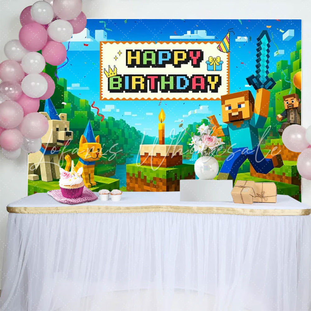 Minecraft Happy Birthday Backdrop (x1u)
