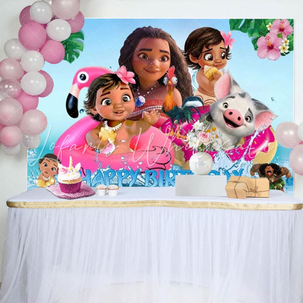 Moana Summer Happy Birthday Party Backdrop (x1u)