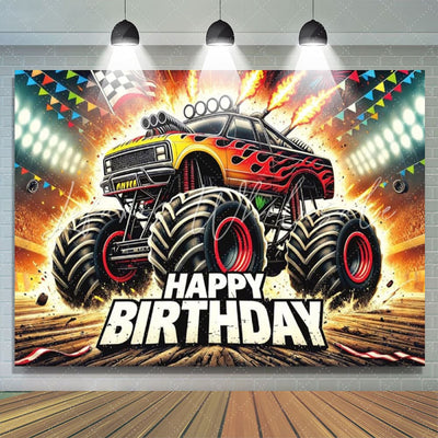 Monster Truck Sports Birthday Backdrop (x1u)