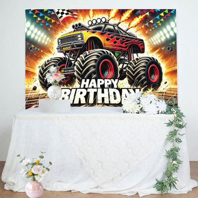 Monster Truck Sports Birthday Backdrop (x1u)