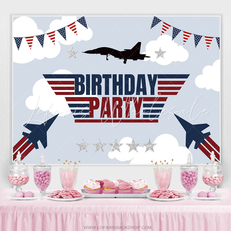 National Flag Flight Plane Birthday Backdrop