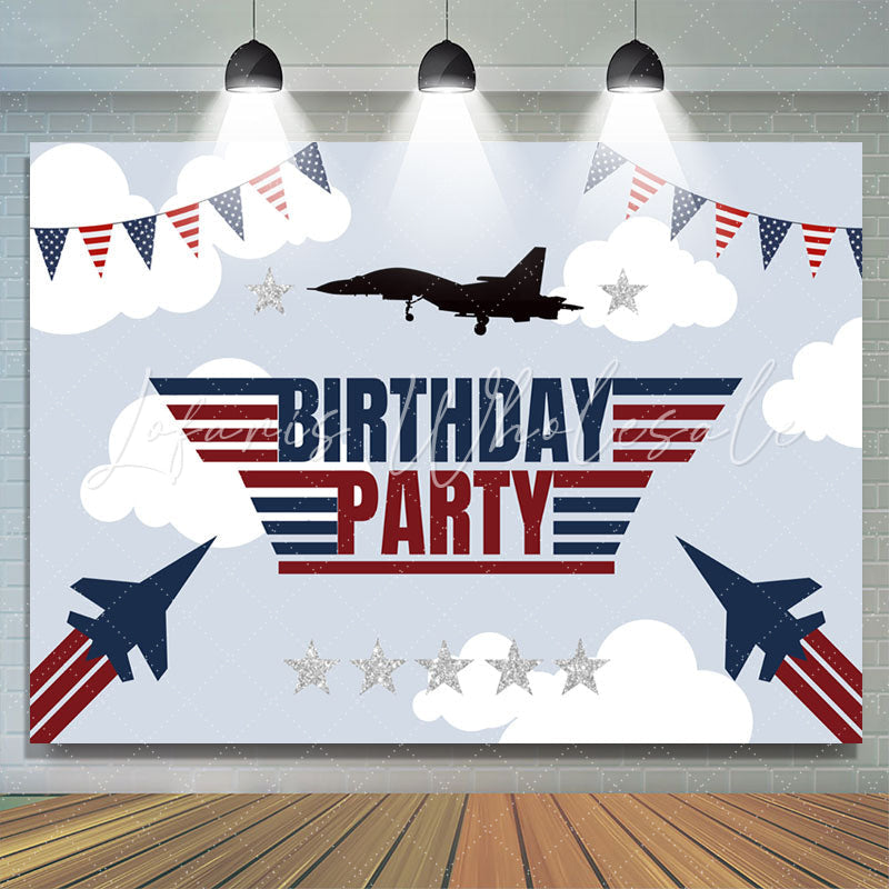 National Flag Flight Plane Birthday Backdrop