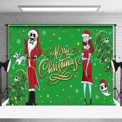 Nightmare Santa Green Xmas Backdrop