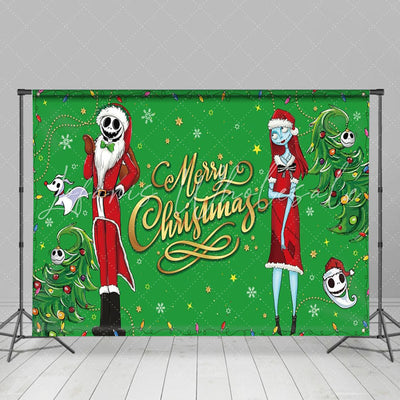 Nightmare Santa Green Xmas Backdrop