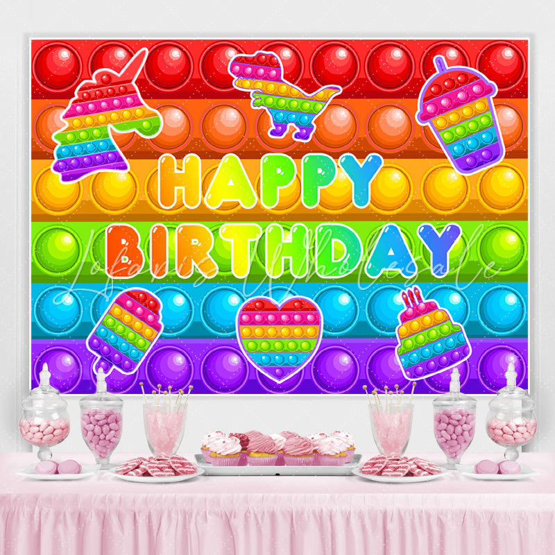 Pop It Colorful "Happy Birthday" Backdrop
