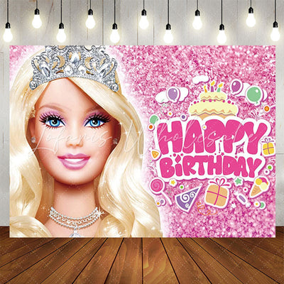 Barbie Pink Happy Birthday Backdrop