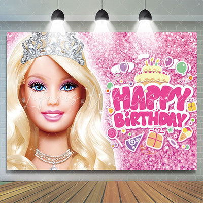 Barbie Pink Happy Birthday Backdrop