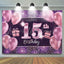 Purple Balloons Glitter 15th Birthday Backdrop (x1u)