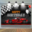 Racing Car Black Happy Birthday Backdrop