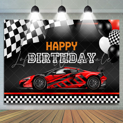 Racing Car Black Happy Birthday Backdrop