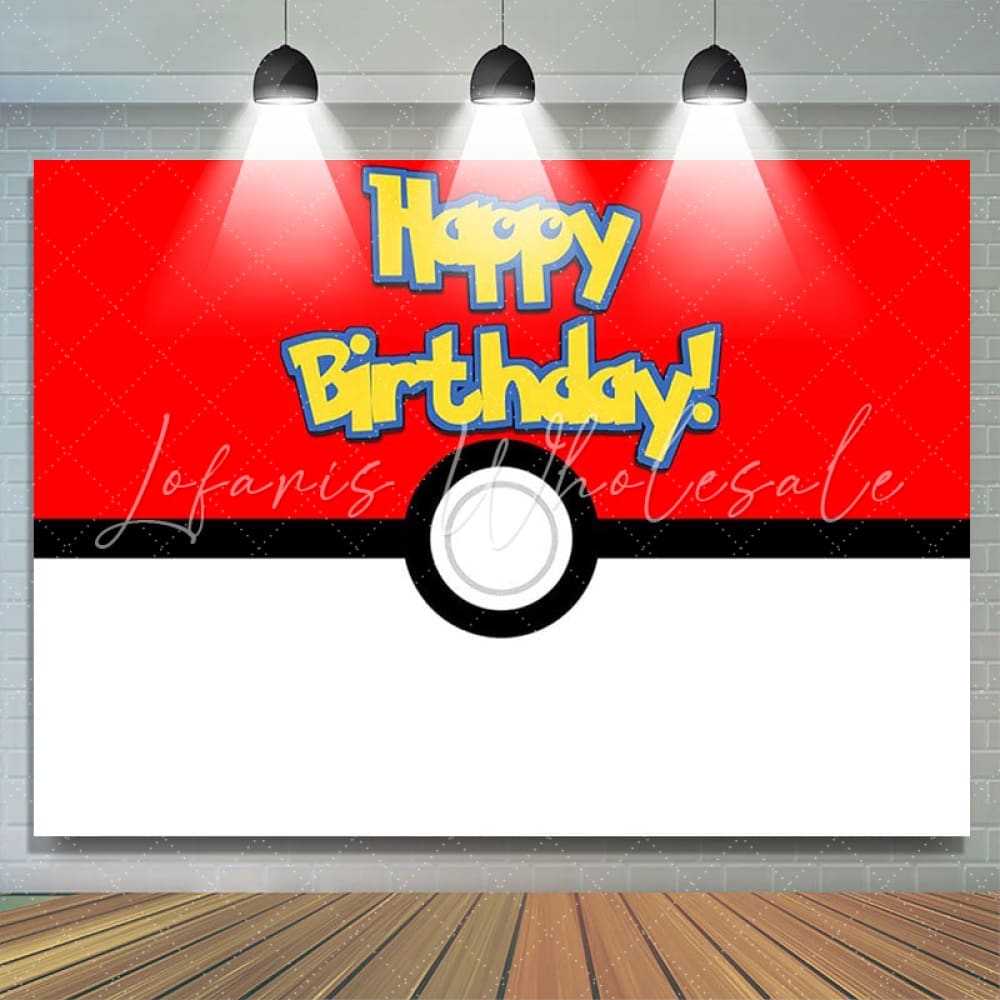 Pokemon Ball Cartoon Birthday Backdrop (x1u)
