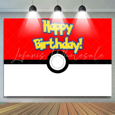 Pokemon Ball Cartoon Birthday Backdrop (x1u)