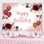 Red Balloons Floral Glitter Birthday Backdrop (x1u)