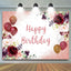 Red Balloons Floral Glitter Birthday Backdrop (x1u)