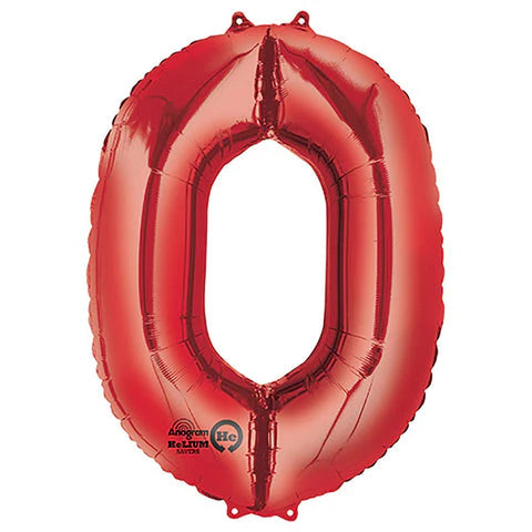 Number #0 Supershape Balloon 34" Metallic Red