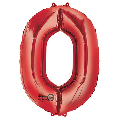 Number #0 Supershape Balloon 34" Metallic Red