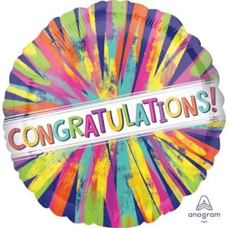 Congrats Painterly Burst Foil Balloon 18"