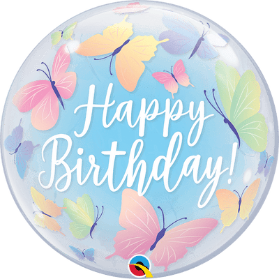 Bubble Balloon 22" Birthday Soft Butterfly (Qualatex)