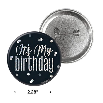 Black Glitz Badge It's My Birthday