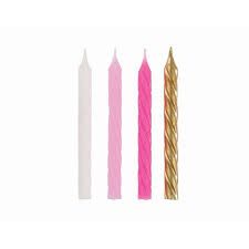 Pink, White & Gold Spiral Candles 24pcs