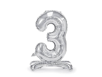 Numeral Balloon With Stand Silver #3