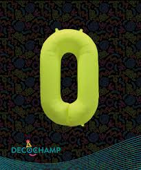 Deco Number #0 Neon Yellow Foil Balloon 34"