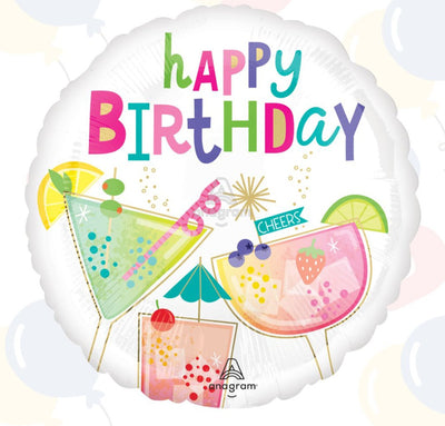 Cocktails Surprise Birthday Foil Balloon 18"