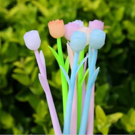 Decorative Flower Gel Pens With 0.5mm Black Ink