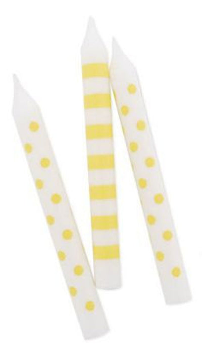 Dots Candles Yellow Stripe 12pcs