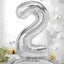 Standing Balloon Number 2 Silver 28"