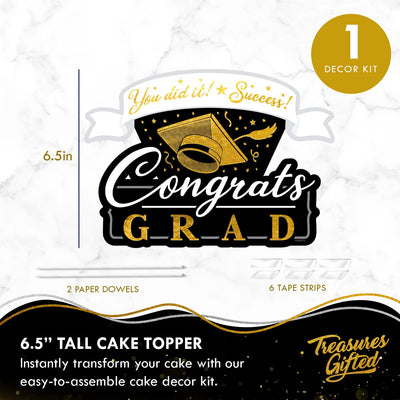 Gold Graduation Party Supplies Cake Topper