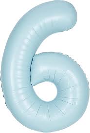 Number #6 Foil Balloon 34" Baby Blue