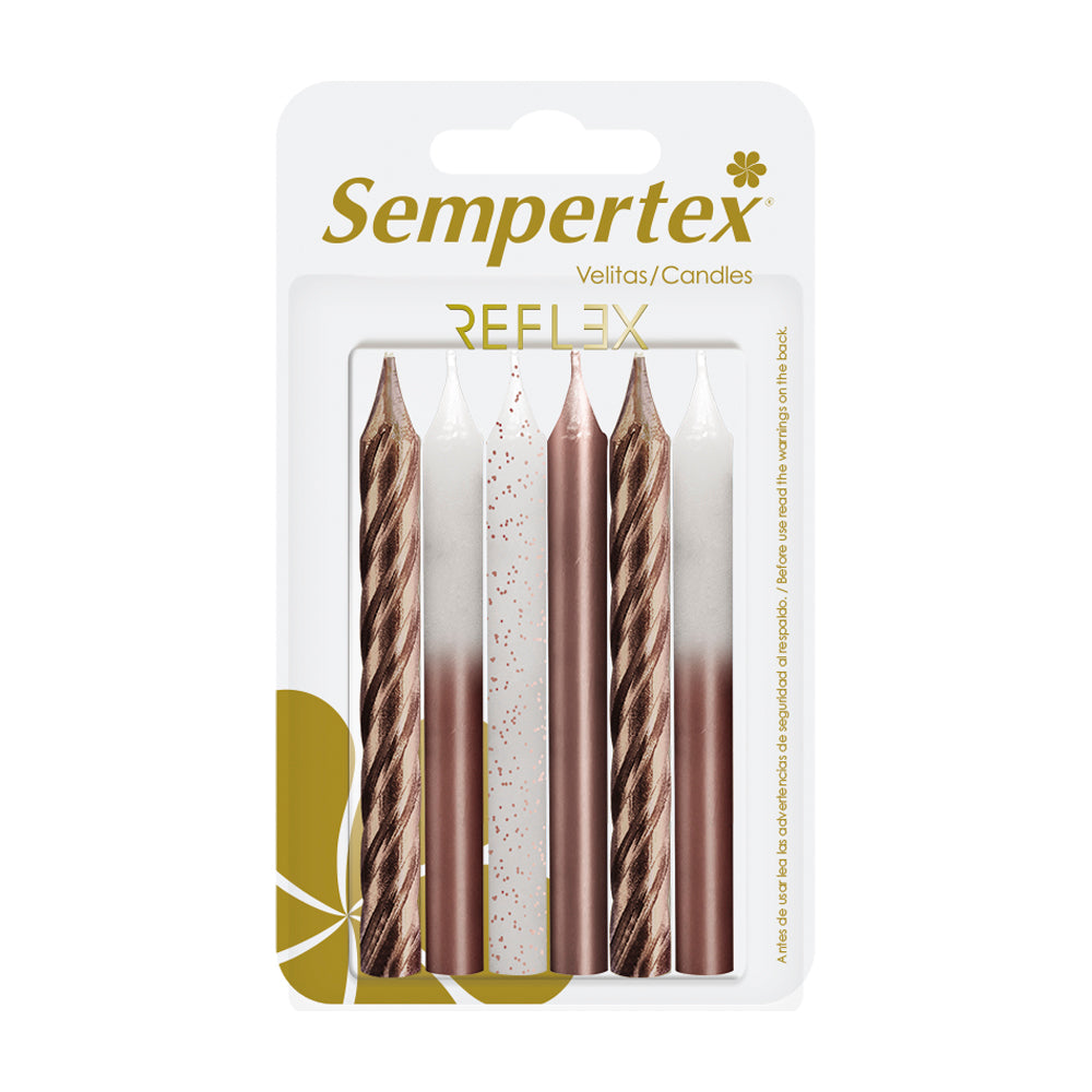 Velas Metalizadas Dorado y Rosa 6pcs (Sempertex)