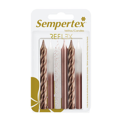 Velas Metalizadas Dorado y Rosa 6pcs (Sempertex)