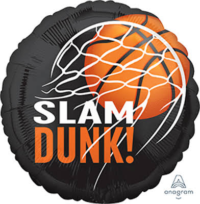 Basketball Slam Dunk Foil Balloon 18"