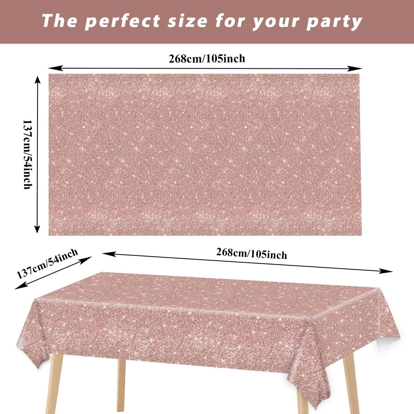 Printed Sequined Rose Gold Tablecover