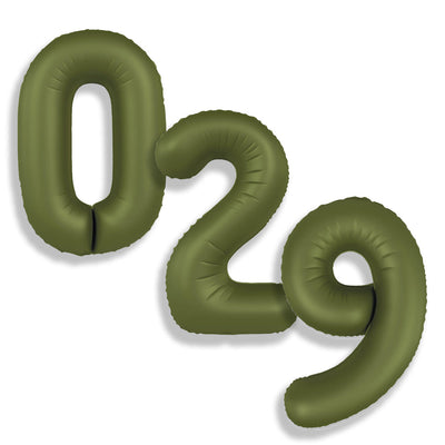 Number Foil Balloons 34" Matte Olive Green