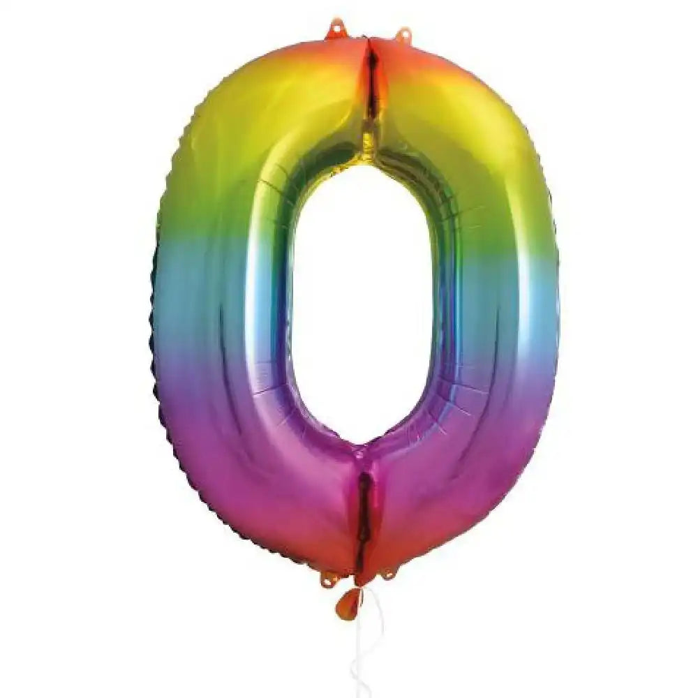 Number #0 Supershape Balloon 34" Rainbow