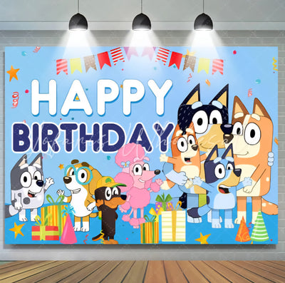Backdrop Bluey Family Happy Birthday