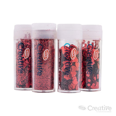 Set Confetti Glitter Red 4pcs
