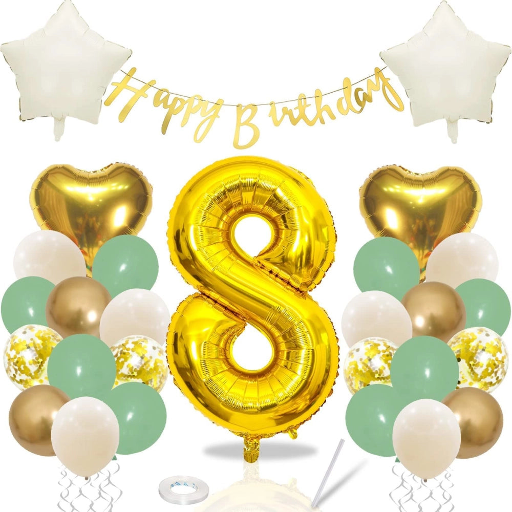 Number #8 Supershape Balloon 34" Gold