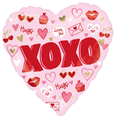 Valentine Vibes Heart XOXO Foil Balloon 18"