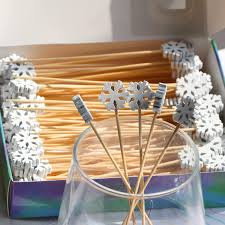 Snowflakes White Bamboo Pick 12pcs